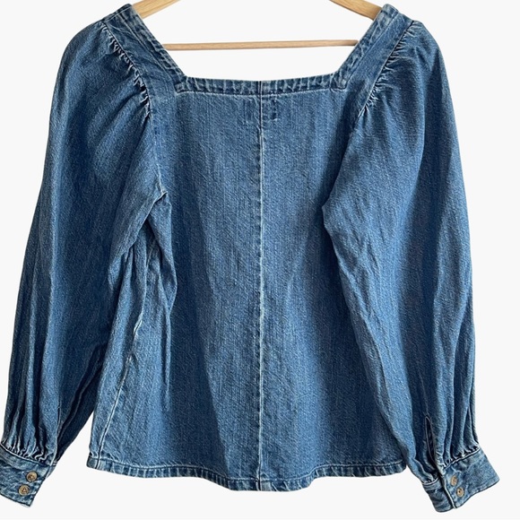 Chambray puff sleeve jcrew top - Picture 2 of 3